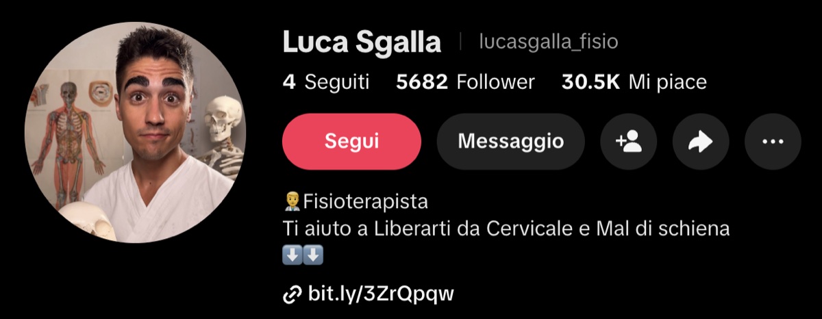 Profilo TikTok @lucasgalla_fisio: 5.682 follower, 30,5K mi piace