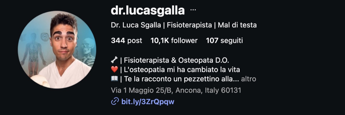 Profilo Instagram @dr.lucasgalla: 344 post, 10,1K follower