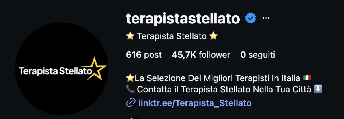 Profilo Instagram @terapistastellato: 616 post, 45,7K follower